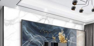 سنگ اسلب پشت تلویزیون