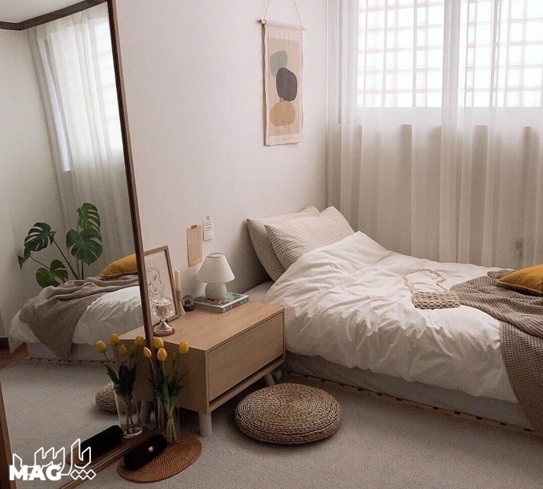 سرویس خواب چوبی - چیدمان اتاق خواب کوچک