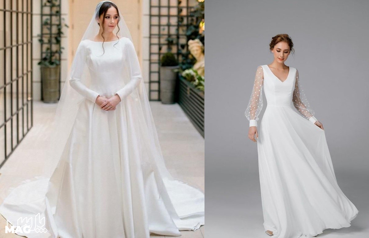 لباس عروس ساده و شیک - مدل لباس عروس پوشیده جدید