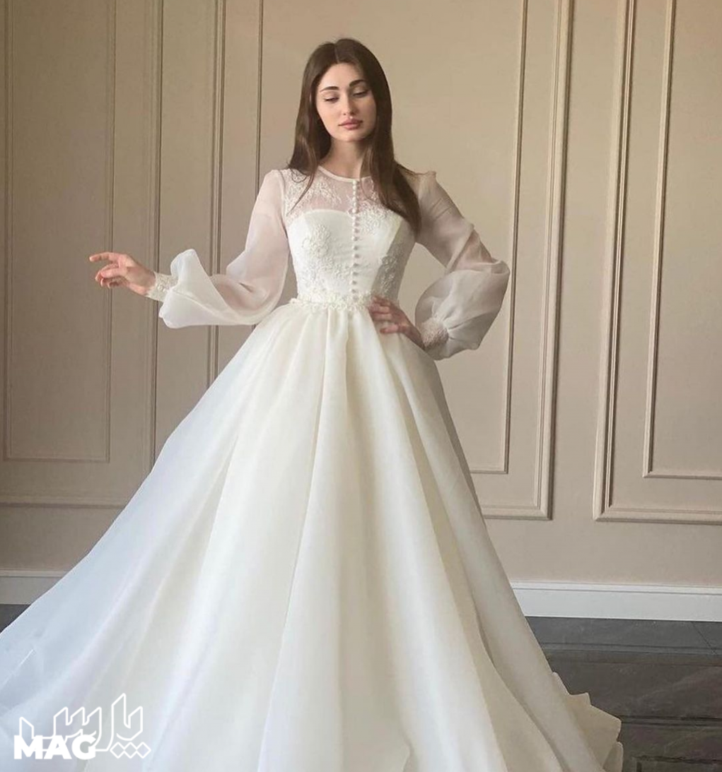 لباس عروس عربی - مدل لباس عروس پوشیده جدید