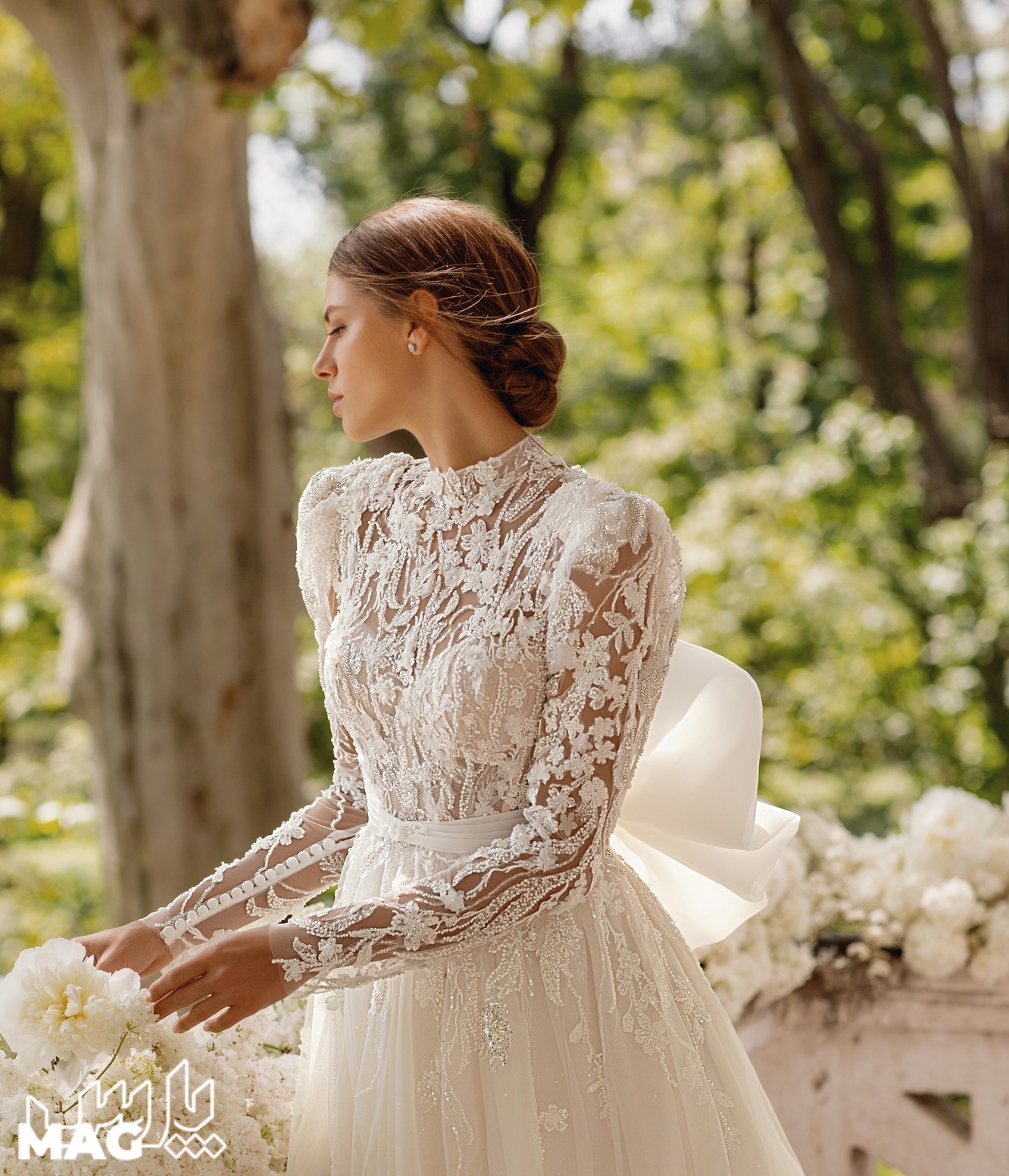 لباس عروس نوری - مدل لباس عروس پوشیده جدید