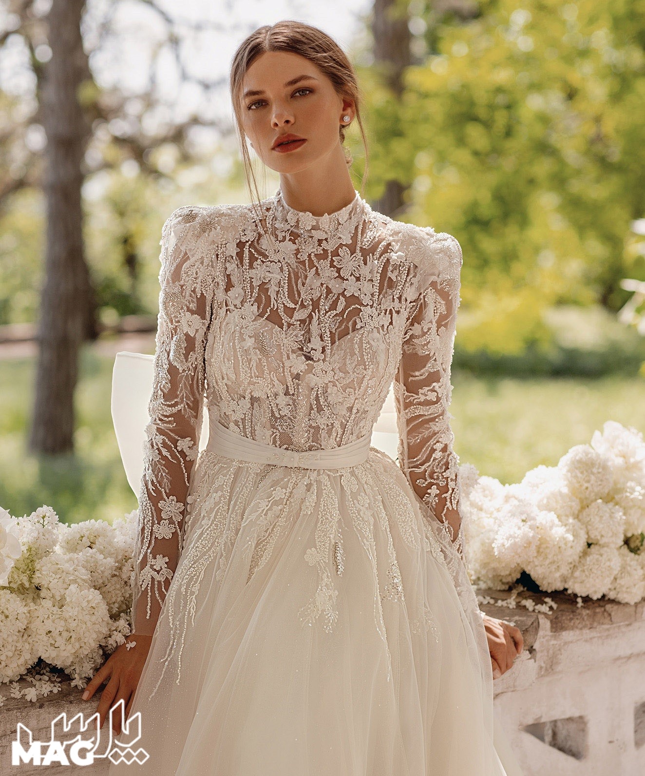 لباس عروس آستین بلند - مدل لباس عروس پوشیده جدید