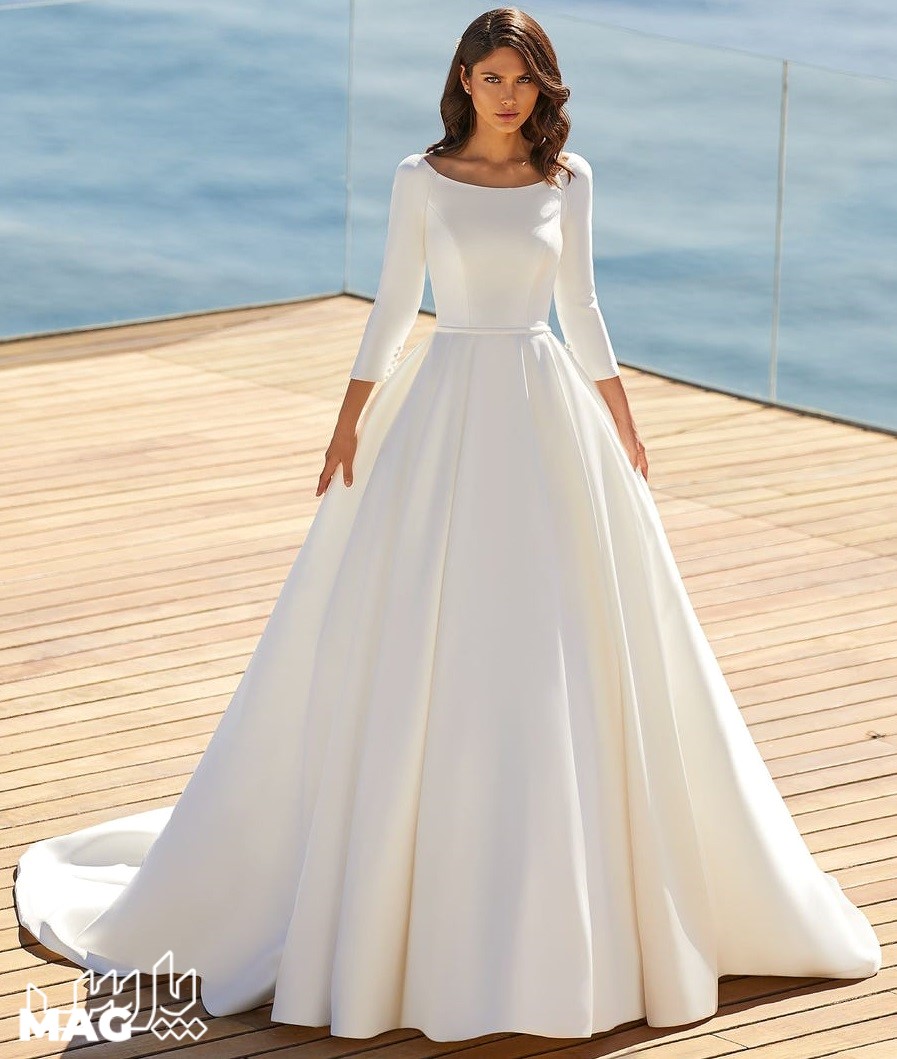 لباس عروس ساتن - مدل لباس عروس پوشیده جدید