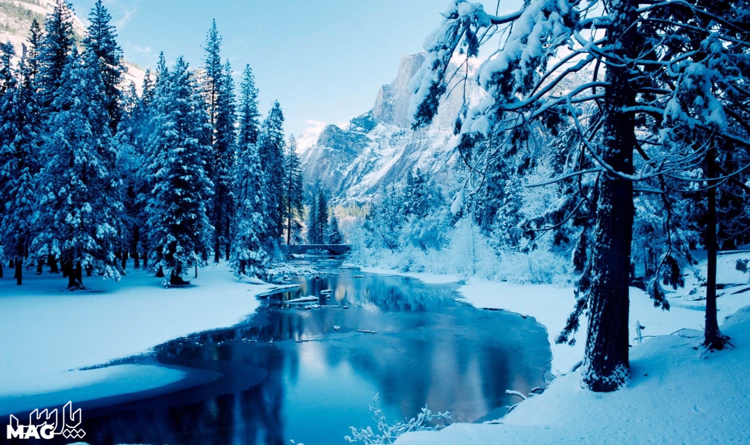 دریاچه - عکس منظره برفی با کیفیت بالا