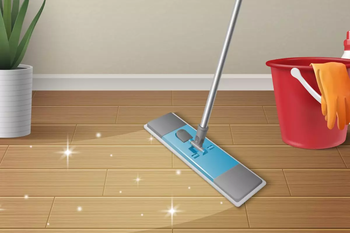 تمیز کردن کف خانه - تی و سطل قرمز