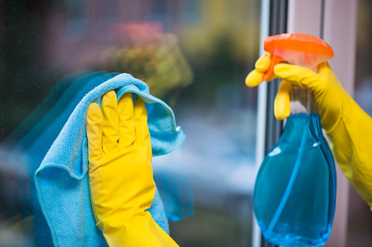 تمیز کردن پنجره - دستمال آبی
