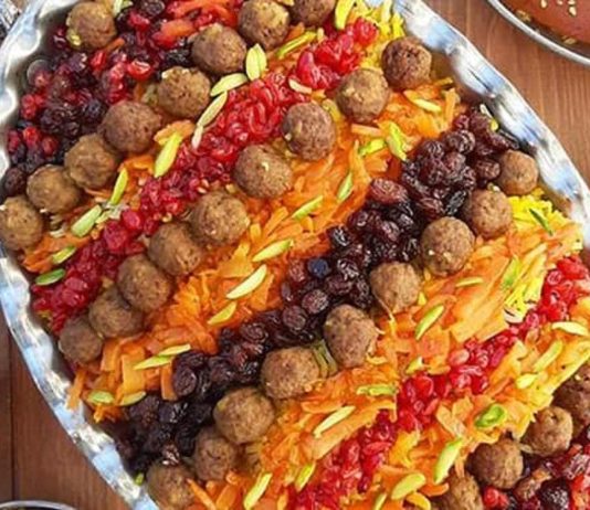 رشته پلو با گوشت -